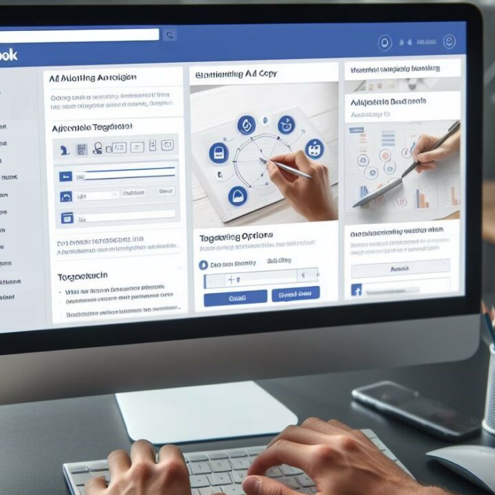 Persona usando Facebook Ads para hacer anuncios.